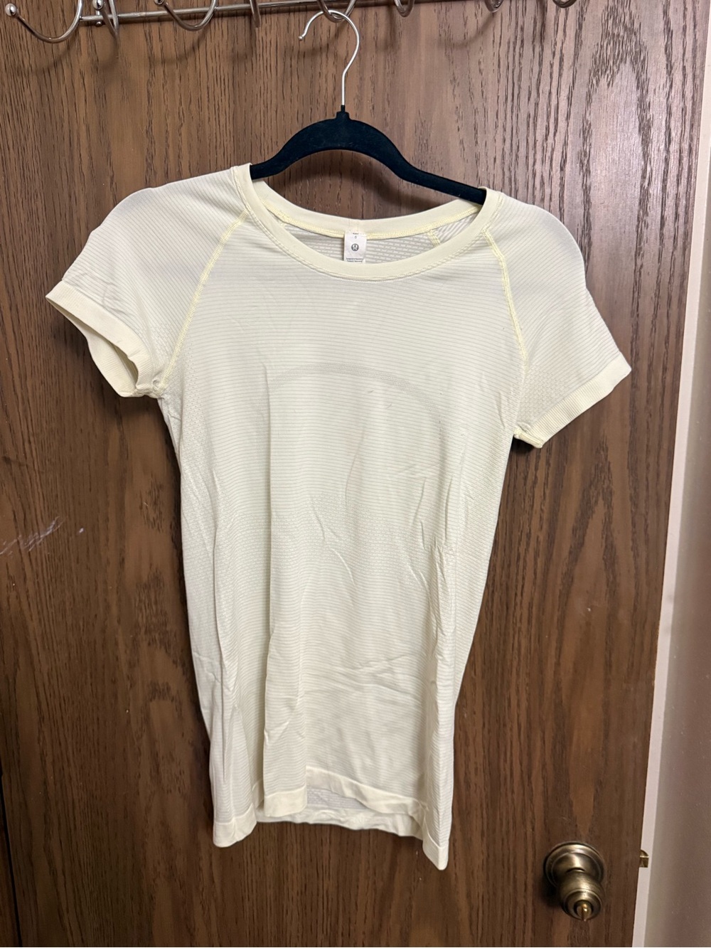 lululemon athletica Light Yellow Short Sleeve Crew Tee
